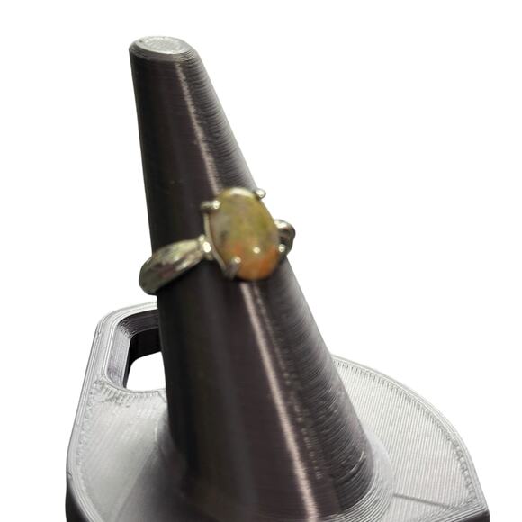 Epidote Brown Green Semi Precious Stone Silver Plated Ring 10.5 - Picture 2 of 7